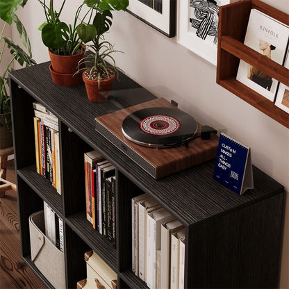 Biblioteca Modulara tip Cub 3x2 cu 6 Compartimente, Negru Mat, 100x30x63 cm