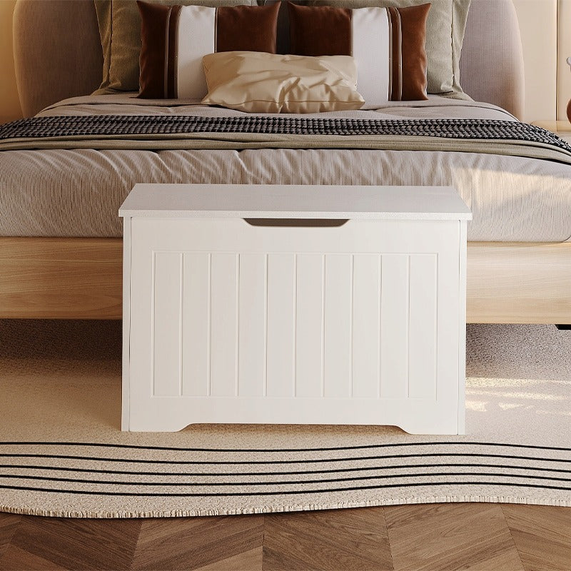 Lada Depozitare din Lemn pentru Lenjerie de Pat, Cufar Alb Loft, 76x40x48 cm