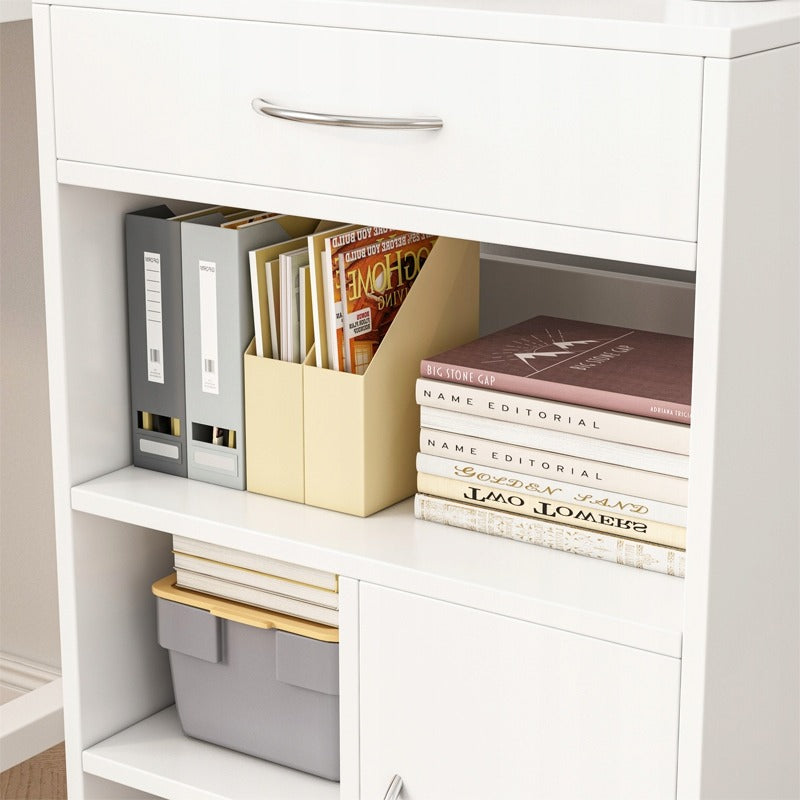 Raft birou 50 cm alb – suport imprimantă, MDF, design modern compact