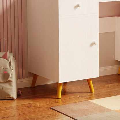 Birou Tineret Stil Scandinav Roz si Alb, Masa de Studiu din Lemn si MDF, 110 cm