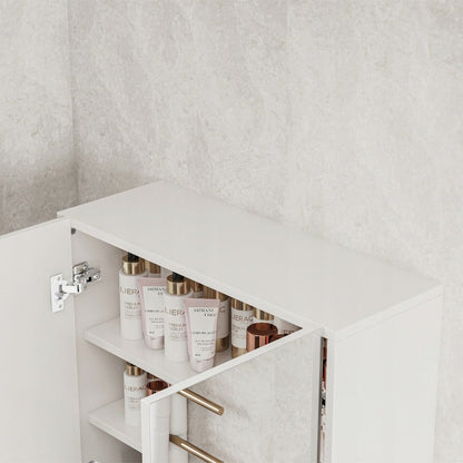 Dulap oglindă baie 60 cm – alb, suspendat, MDF, organizare cosmetice