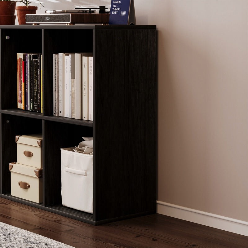 Biblioteca Modulara tip Cub 3x2 cu 6 Compartimente, Negru Mat, 100x30x63 cm