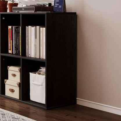 Biblioteca Modulara tip Cub 3x2 cu 6 Compartimente, Negru Mat, 100x30x63 cm
