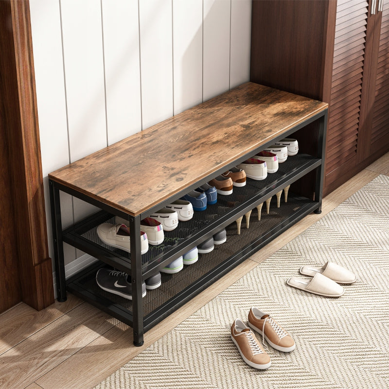 Organizator pantofi cu bancă 100 cm – loft industrial, cadru metalic, rafturi