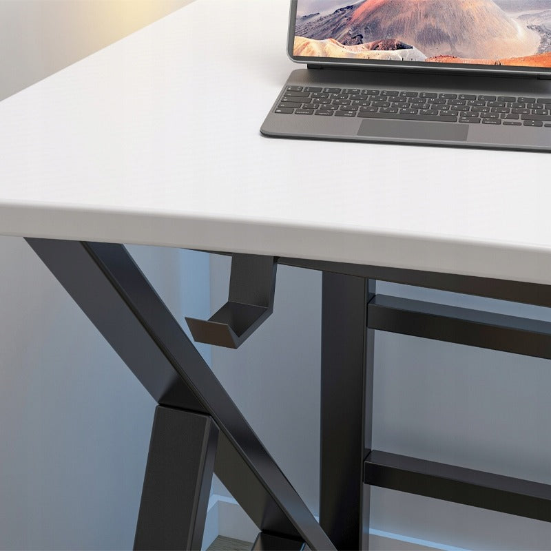 Birou gamer 120x60 cm – alb, stil loft, MDF + metal