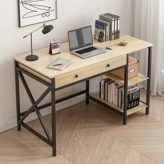 Birou 120x60 cm – stejar deschis, MDF + cadru metalic