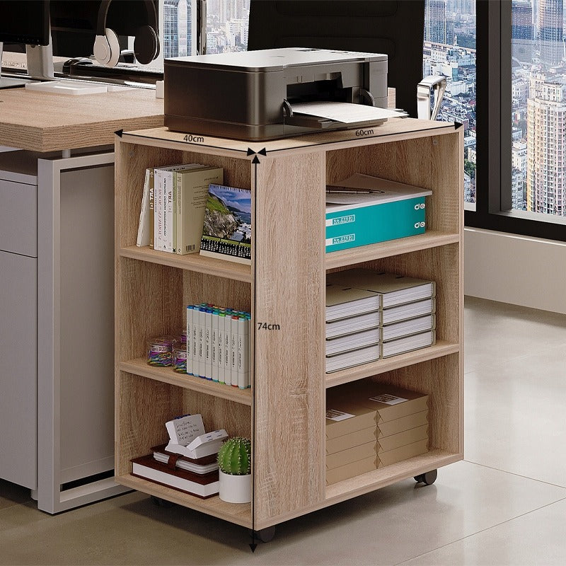 Masă pentru Imprimantă cu Roți 60cm – Suport Birou Stejar Deschis Loft