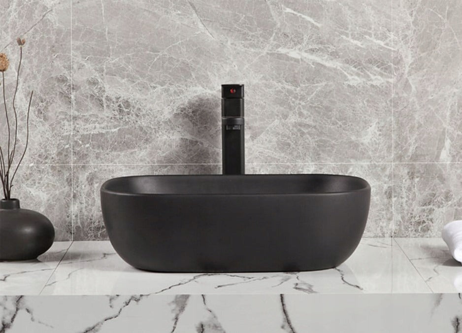 Lavoar negru 46 cm – Rebiko, ceramică premium, modern