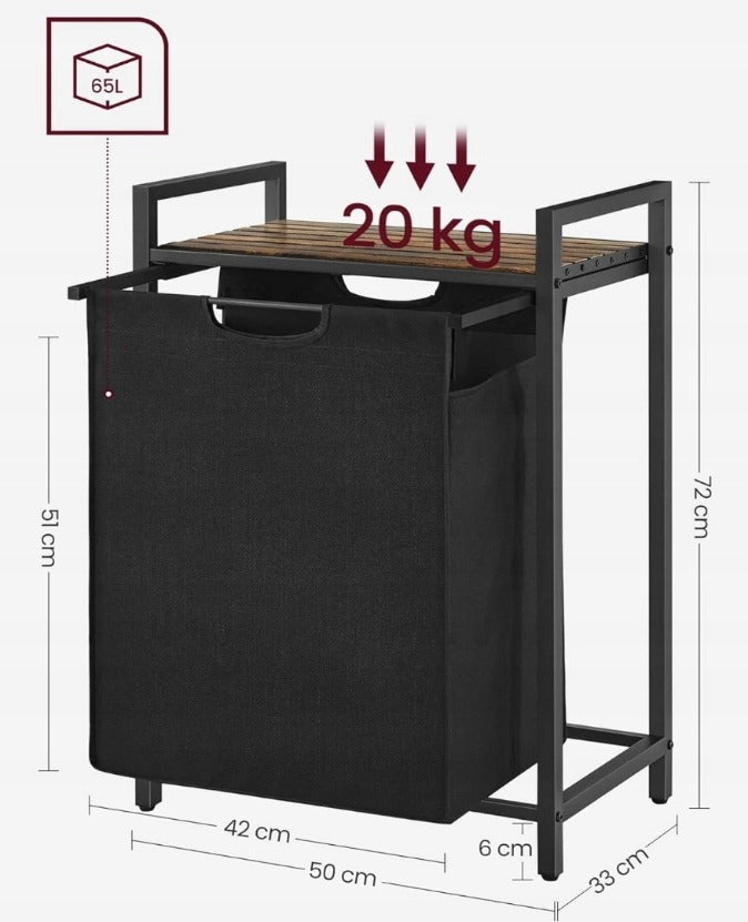 Cos de Rufe Stil Industrial Loft cu Raft MDF, Maro Vintage si Negru, 50x33x72 cm