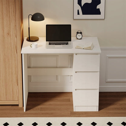 Birou Calculator Stil Loft cu Sertare, Alb, 90x50 cm, pentru Tineret / Home Office