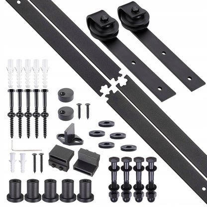 Kit Sistem Usi Glisante 2m Stil Loft, Feronerie Culise Usa Hambar Negru, 200 cm