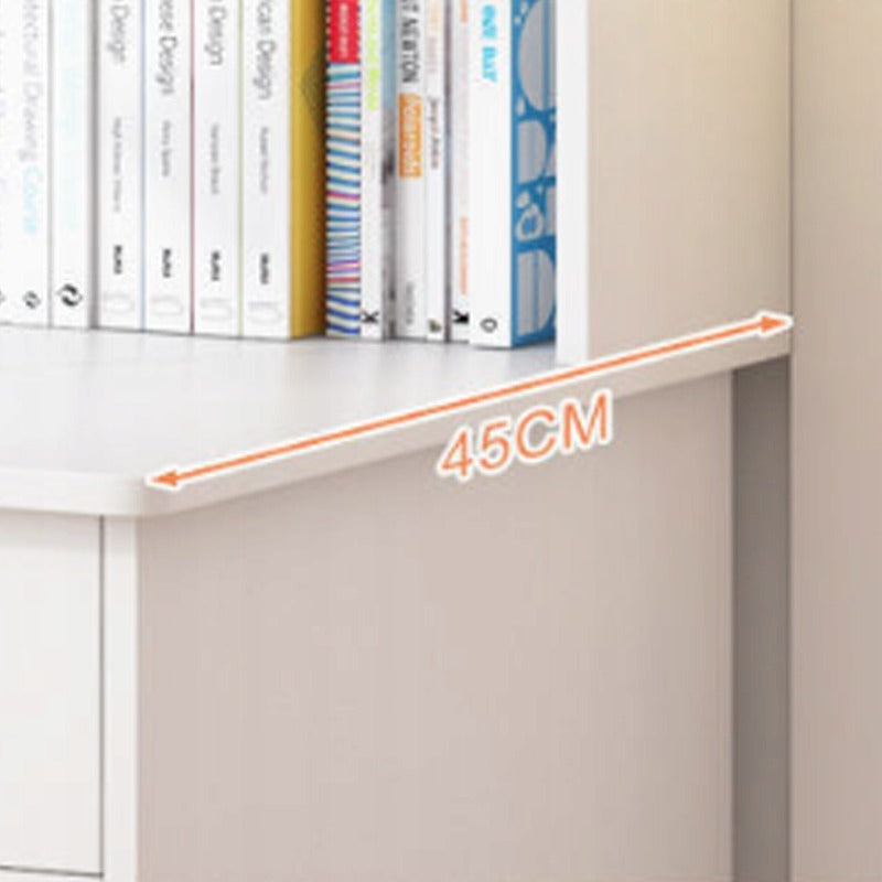 Birou cu Biblioteca Integrata 120x45x146 cm, Alb, Ansamblu cu 7 Rafturi din MDF