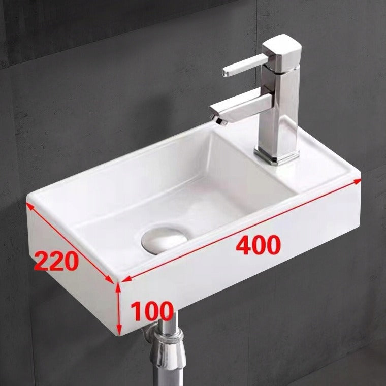 Lavoar Suspendat din Ceramica 40x22 cm, Chiuveta Baie Alba, Stil Minimalist