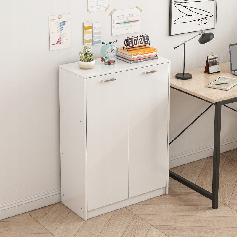 Comoda Turn din MDF Alb cu Accente Negre Stil Loft, 77x35x108 cm