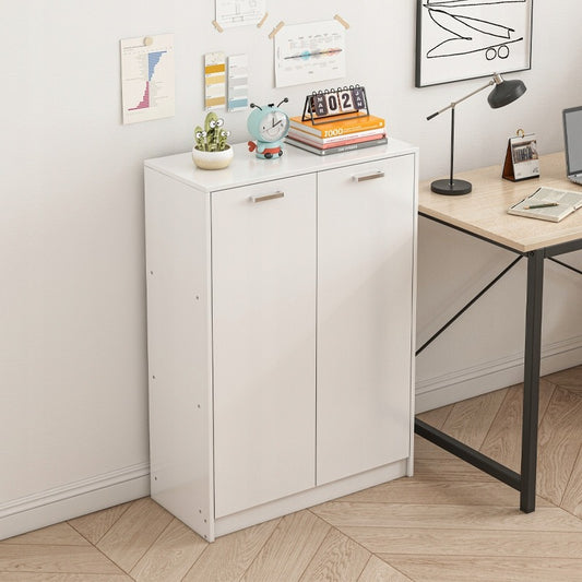 Comoda Turn din MDF Alb cu Accente Negre Stil Loft, 77x35x108 cm
