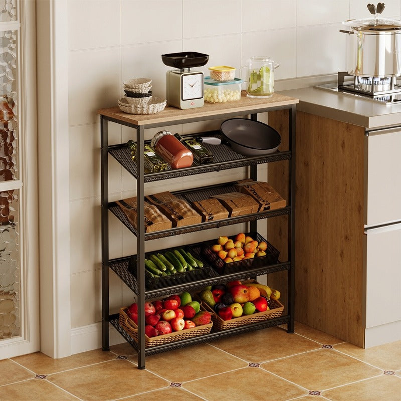 Raft de Bucatarie Stil Loft 75x28x93 cm, Maro Deschis Sonoma si Metal, Tip Insula