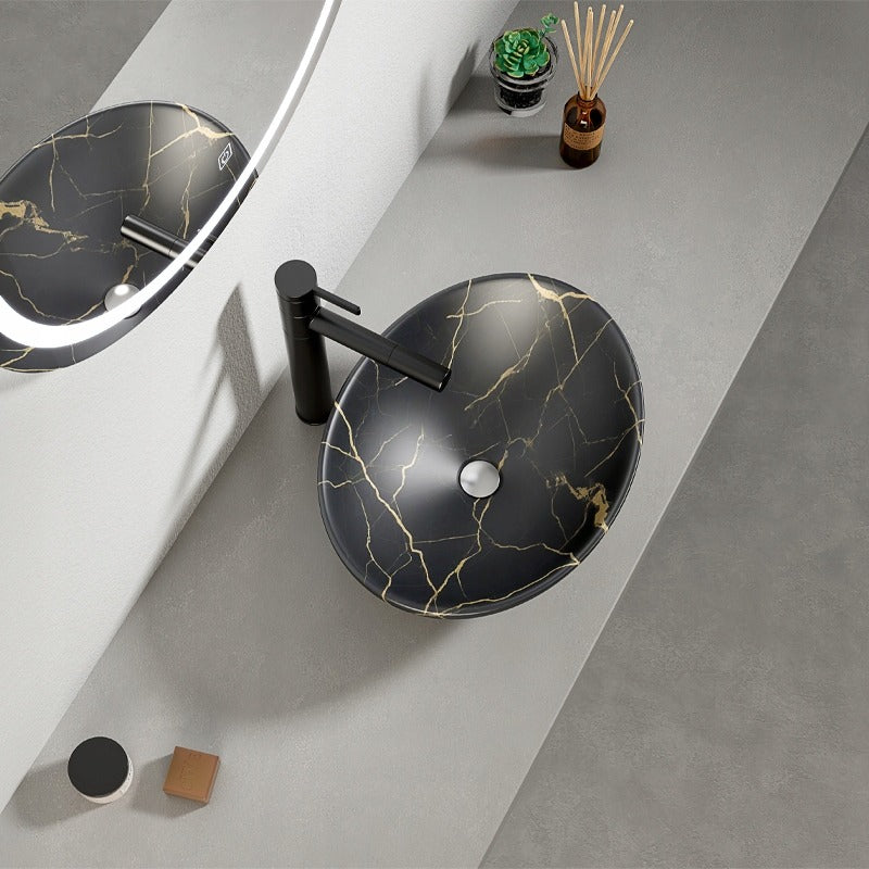 Lavoar ceramic 41x34,5 cm – negru, design modern oval