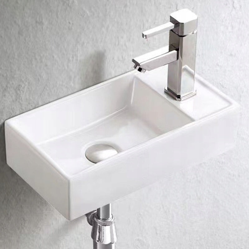 Lavoar Suspendat din Ceramica 40x22 cm, Chiuveta Baie Alba, Stil Minimalist