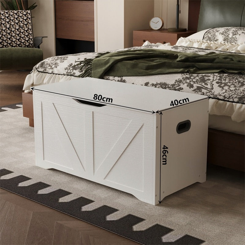 Lada Depozitare din Lemn pentru Lenjerie de Pat, Cufar Alb Stil Loft, 80x40x46 cm