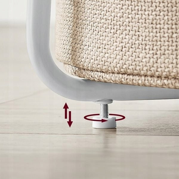 Măsuță de Cafea Rotundă Albă 45x60 cm cu Coș Bej Organizator Cadru Metalic