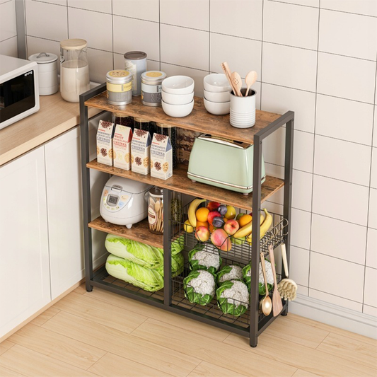 Raft depozitare bucătărie 80 cm – stil retro industrial, MDF + metal