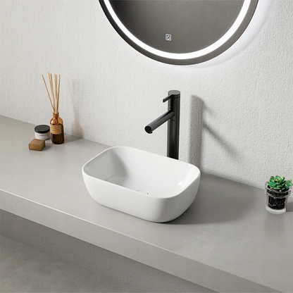 Lavoar ceramic mic 37 cm – oval, alb lucios, pentru toaletă de serviciu
