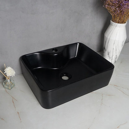 Lavoar Rebiko 48 cm – ceramică negru mat, stil modern/industrial