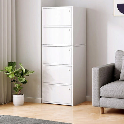 Dulap alb 127 cm – 5 polițe, MDF, pentru living/dormitor/hol