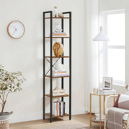 Bibliotecă verticală 187 cm – MDF + metal, stil industrial, 40 cm lățime