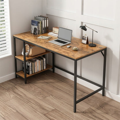 Birou maro rustic 120 cm – cu 2 rafturi laterale, MDF, design loft