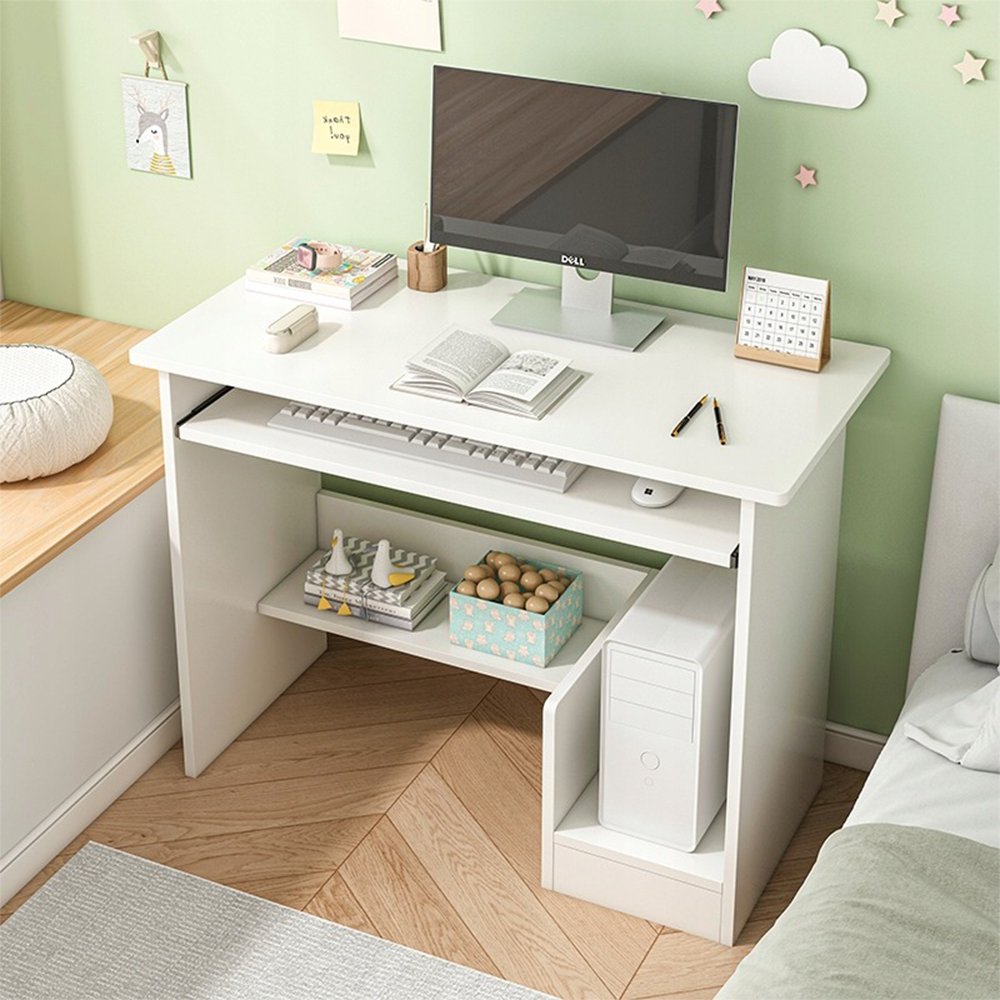 irou alb 80x40 cm – cu sertar tastatură, MDF, design modern compact