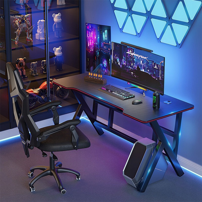 Birou gamer 120 cm negru – MDF + cadru metalic, pentru gaming și home office