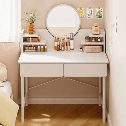 Măsuță toaletă cu oglindă 80 cm – alb, MDF, organizare cosmetice și bijuterii