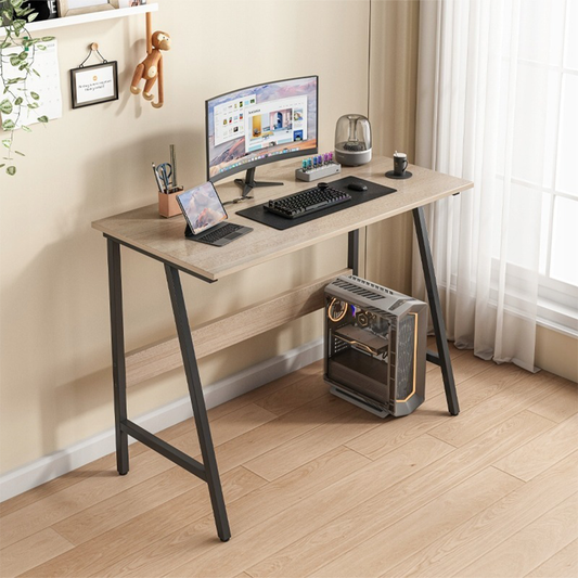 Birou modern 100 cm – blat MDF stejar + metal negru, pentru home office