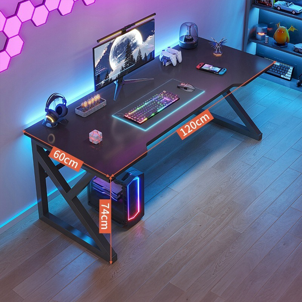 Birou gamer 120x60 cm – negru, MDF, pentru setup complet