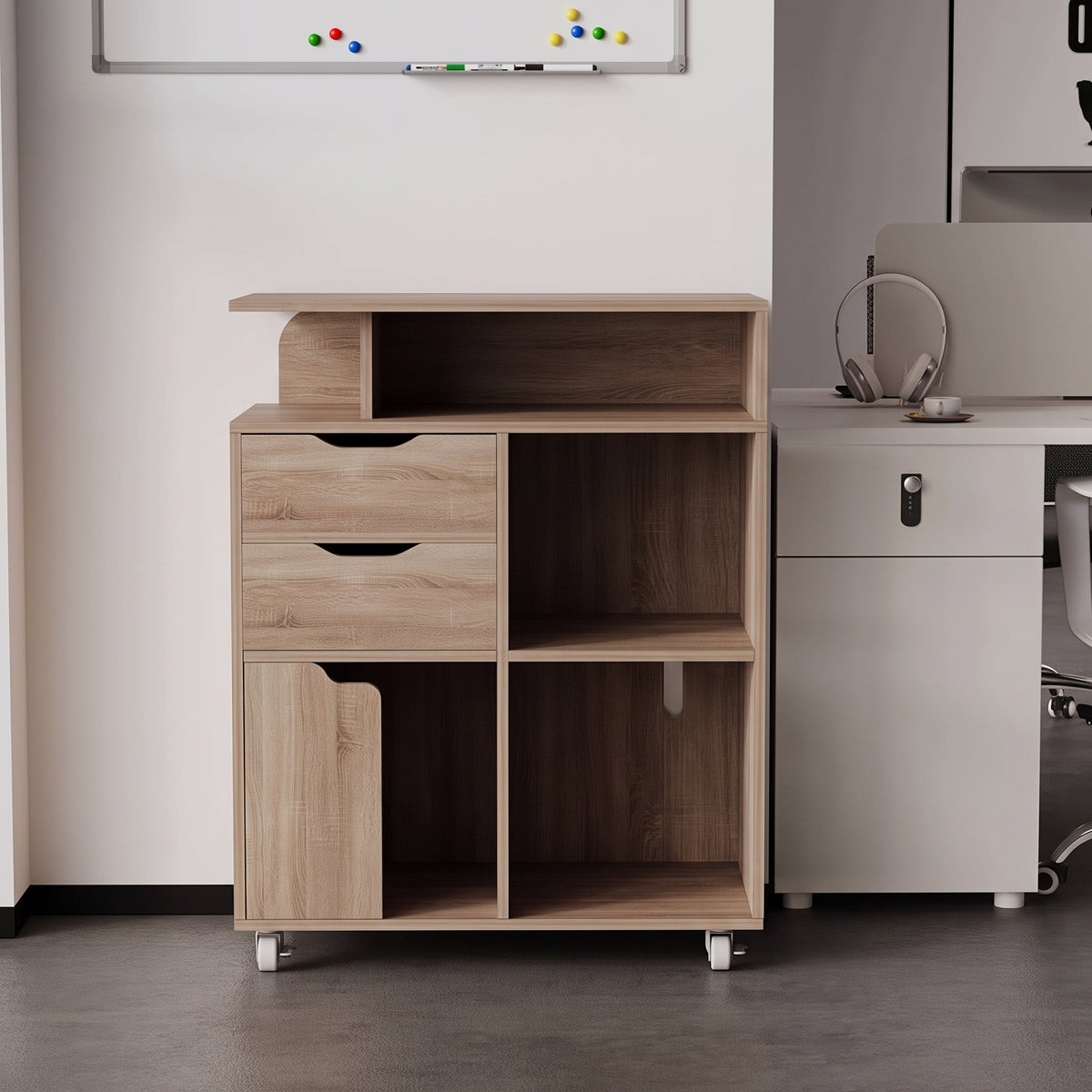 Dulap Mobil de Birou pentru Imprimantă cu Roți 60x39,5x73,5 cm Stejar