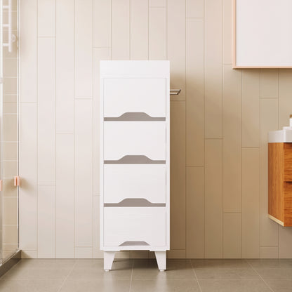 Dulap Baie Alb 30x30x90 cm 4 Sertare Organizator Suport pentru Prosop