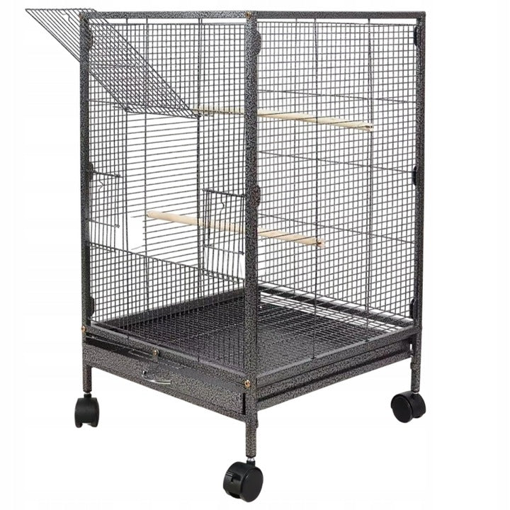 Voliera Metalica pentru Pasari Exotice si Papagali, Inaltime 80 cm, 46x46 cm