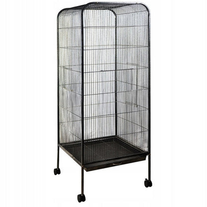 Voliera Mare pentru Pasari si Papagali pe Roti, Negru, 54x54x146 cm, Accesorii Incluse