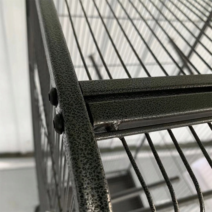 Voliera Mare pentru Pasari si Papagali pe Roti, Negru, 54x54x146 cm, Accesorii Incluse
