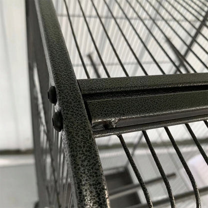 Voliera Mare pentru Pasari si Papagali pe Roti, Negru, 54x54x146 cm, Accesorii Incluse