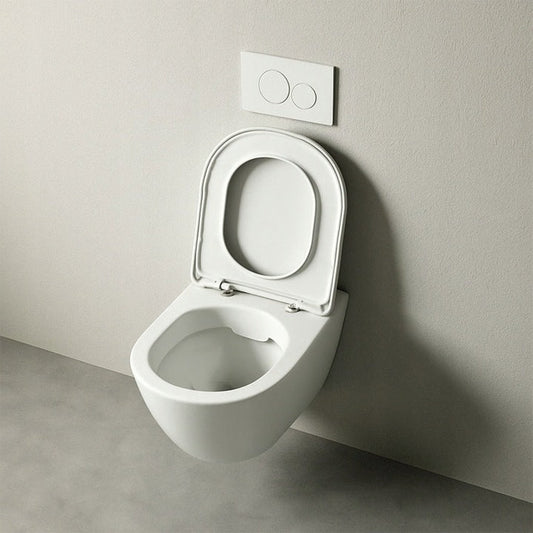 Vas WC Suspendat Rimless cu Spalare Vortex si Capac Soft-Close, Alb, 49x36 cm