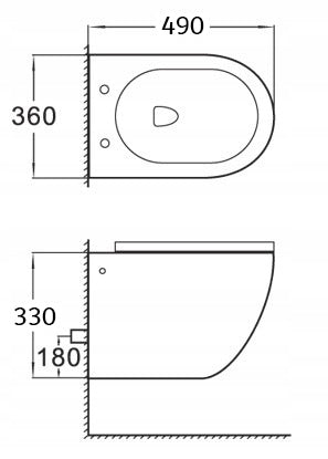 Vas WC Suspendat Rimless cu Spalare Vortex si Capac Soft-Close, Alb, 49x36 cm