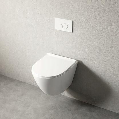 Vas WC Suspendat Rimless cu Spalare Vortex si Capac Soft-Close, Alb, 49x36 cm