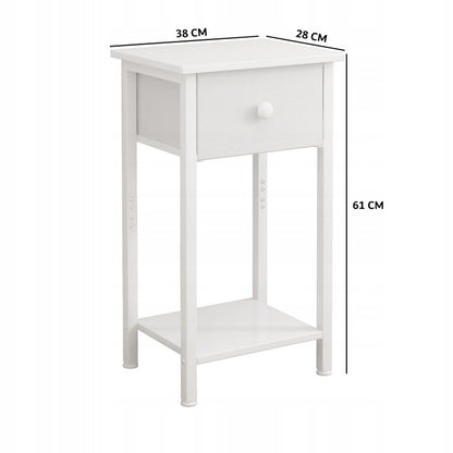 Noptiera Alba Mat din MDF cu 1 Sertar si 2 Rafturi Deschise, 45x30x68 cm