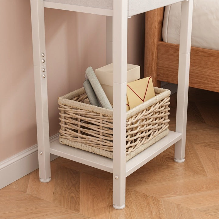 Noptiera Alba Mat din MDF cu 1 Sertar si 2 Rafturi Deschise, 45x30x68 cm
