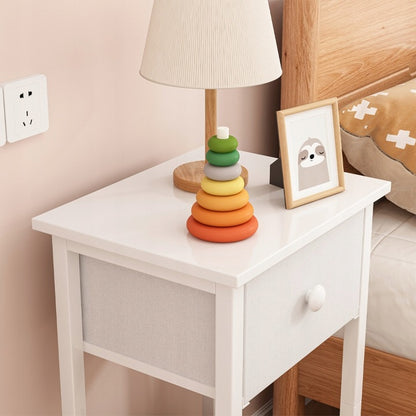 Noptiera Alba Mat din MDF cu 1 Sertar si 2 Rafturi Deschise, 45x30x68 cm
