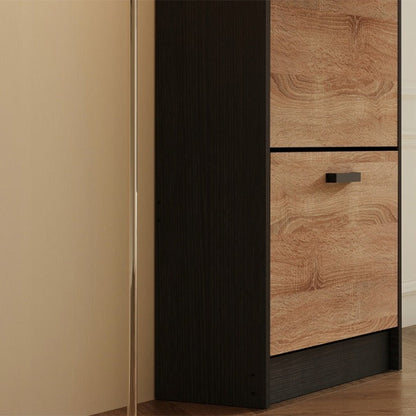 Pantofar Slim pentru Hol cu 3 Compartimente Rabatabile, Maro Deschis, 50x28x115 cm