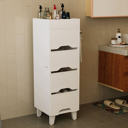 Dulap Baie Alb 30x30x90 cm 4 Sertare Organizator Suport pentru Prosop