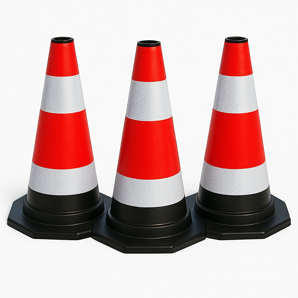 Set 3 conuri avertizare 40 cm – portocalii, plastic flexibil